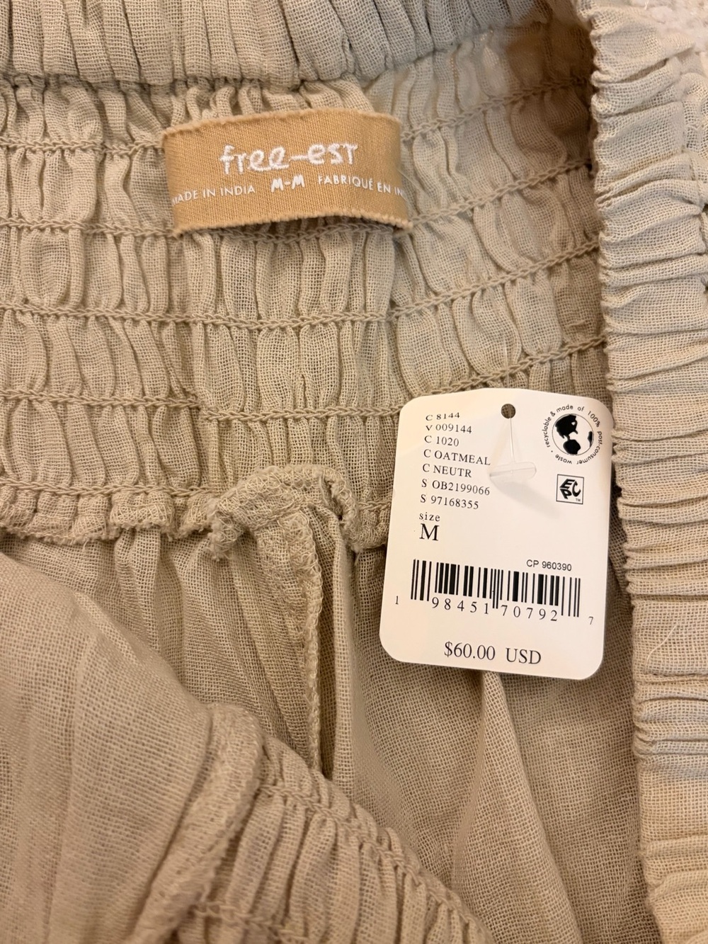 NWT Free People cotton wide leg gauzy cotton hippie boho chic pants medium - Picture 3 of 6